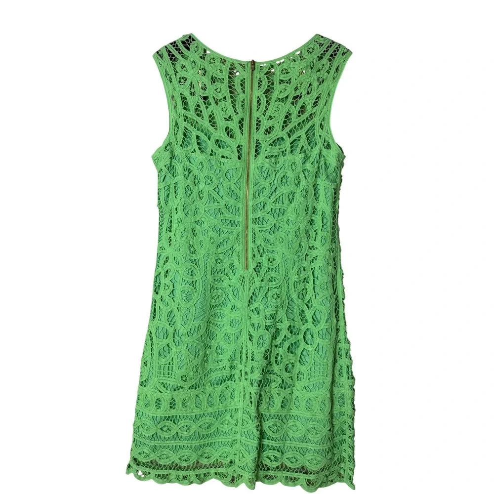 Lilly Pulitzer Green Lace‎ Shift Dress Sleeveless Scoop Neck Back Zip Small